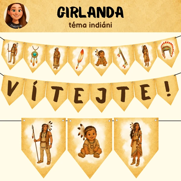 Girlanda - téma indiáni