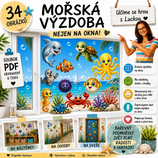 Výzdoba MOŘE - oboustranná vel. A3, A4, A5