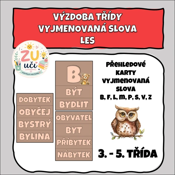 Výzdoba třídy - Vyjmenovaná slova - Les