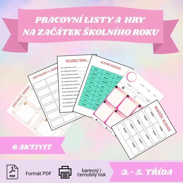 Pracovní listy a hry na začátek školního roku