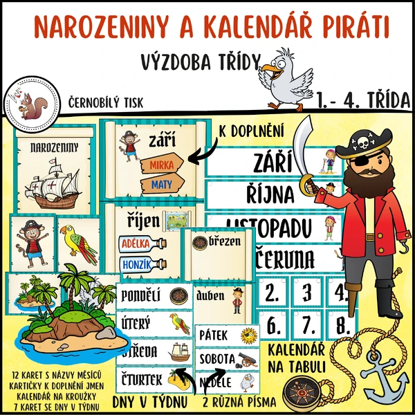 Narozeninovník a kalendář piráti