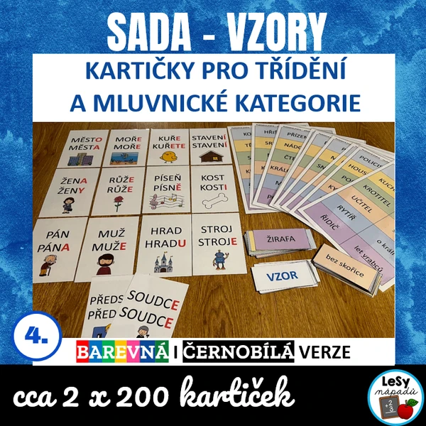 SADA - Vzory podst. jmen, kartičky pro třídění