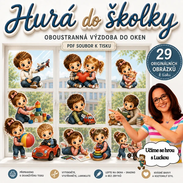 DĚTI ŠKOLKA -výzdoba do oken - OBOUSTRANNÁ