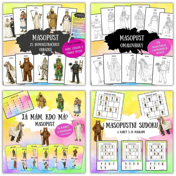Masopust - Obrázky, Omalovánky, Sudoku; Já mám, kdo má