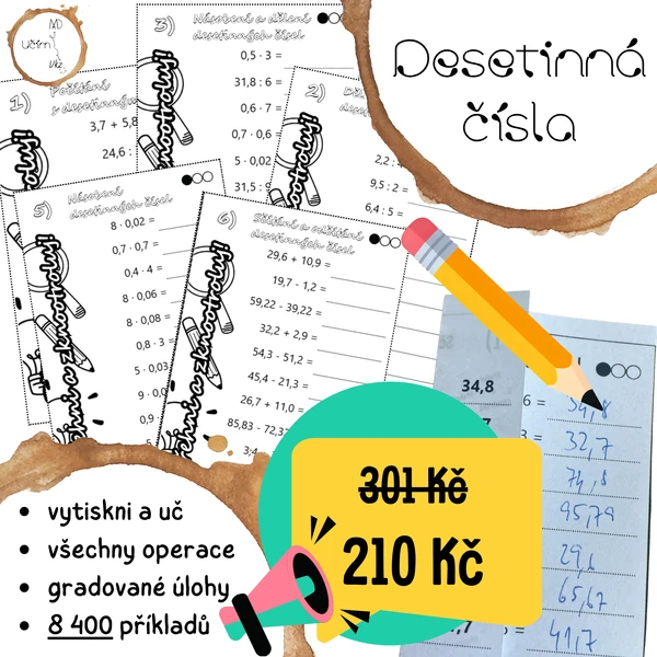 MEGA SET: Desetinná čísla – přehni a zkontroluj!