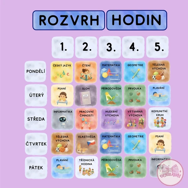 Rozvrh hodin - velký formát