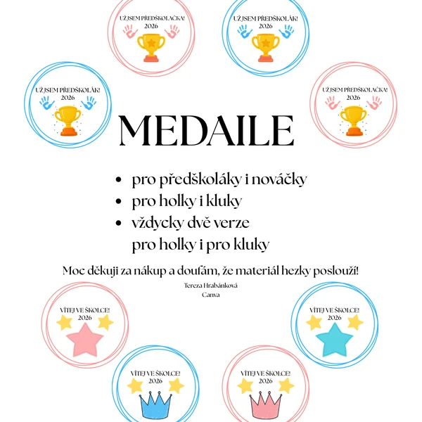 Medaile pro předškoláky a nováčky