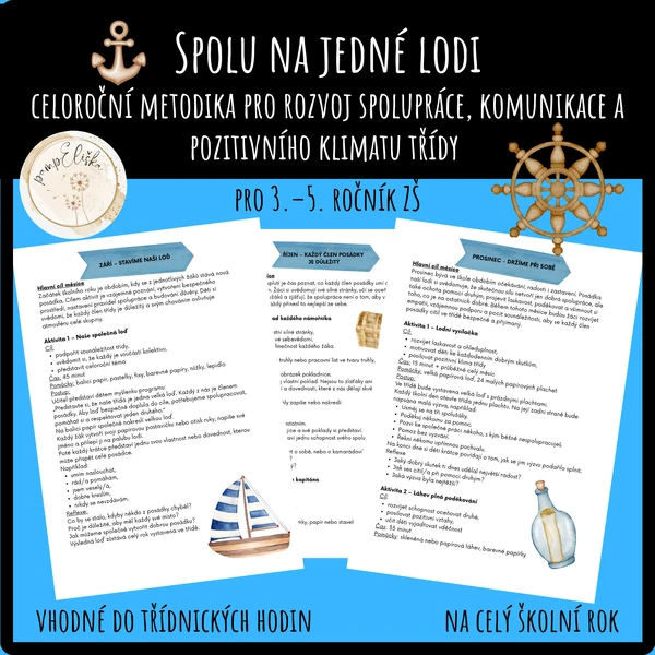 Spolu na jedné lodi - celoroční metodika pro rozvoj spolupráce, komunikace a pozitivního klimatu třídy (3.–5. ročník ZŠ)