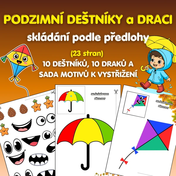 PODZIMNÍ DEŠTNÍKY A DRACI: Skládání podle předlohy