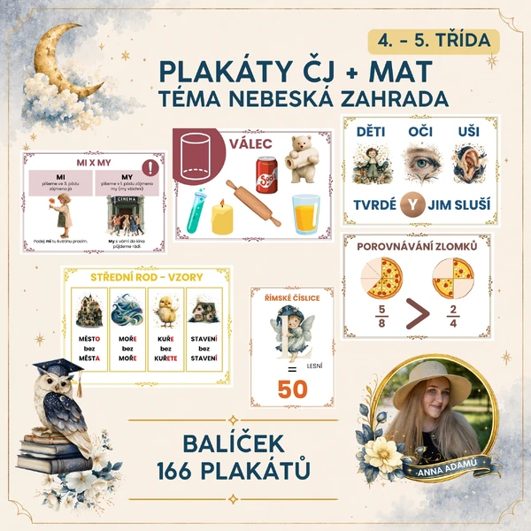 Baliček plakátů do ČJ a MATEMATIKY (4. - 5. třída) - nebeská zahrada