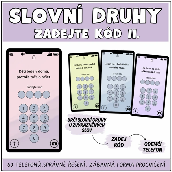 Slovní druhy - Zadejte kód II.