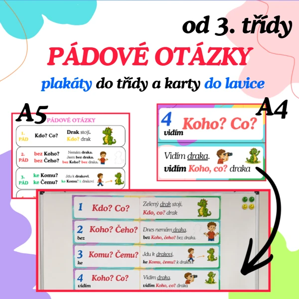 PÁDOVÉ OTÁZKY: přehledy a karty do lavice