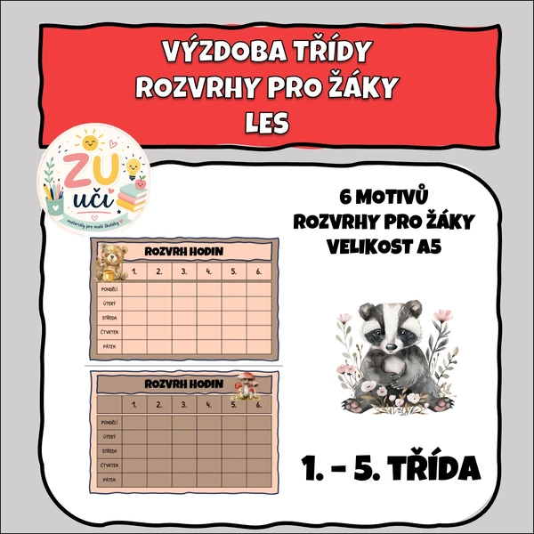 Výzdoba třídy - Rozvrhy hodin - Les