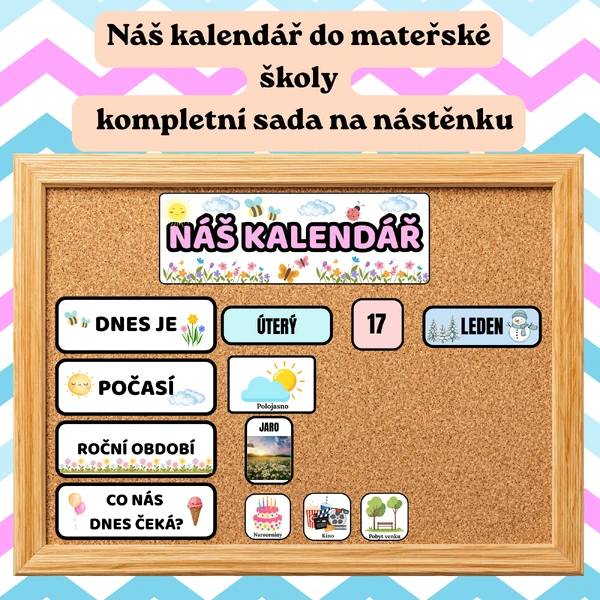 Náš kalendář do mateřské školy – kompletní sada na nástěnku