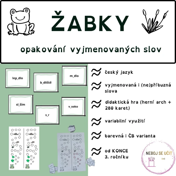 Žabky - opakování vyjmenovaných slov
