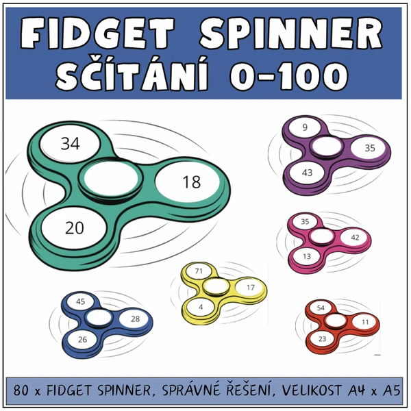 Fidget spinner - sčítání v oboru 0 - 100