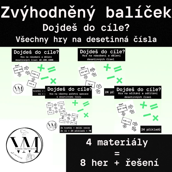 Zvýhodněný balíček her - početní operace s desetinnými čísly