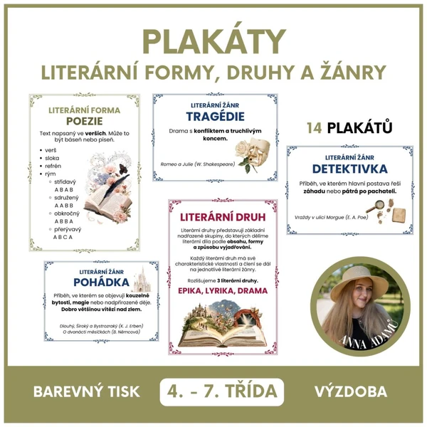 Literární formy, druhy a žánry - plakáty