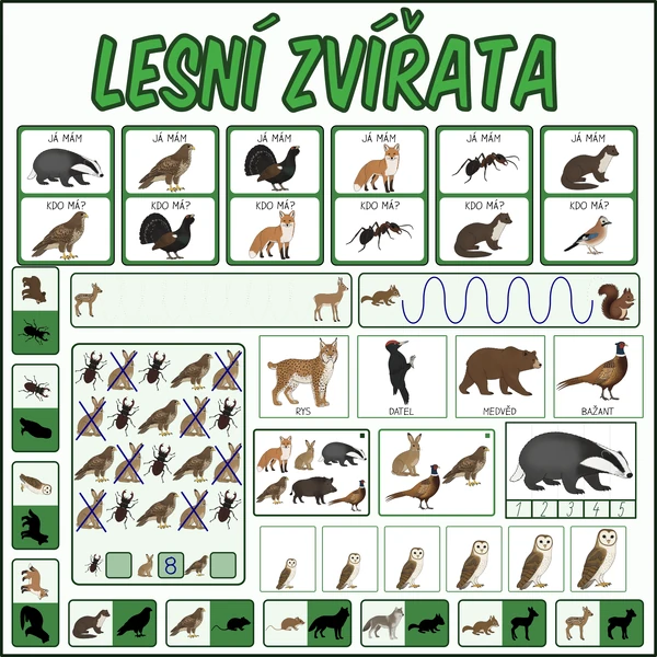 Lesní zvířata - Aktivity pro předškoláky