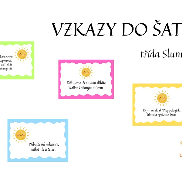Vzkazy do šatny - třída Sluníčka