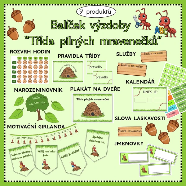 Balíček výzdoby “Třída pilných mravenečků”