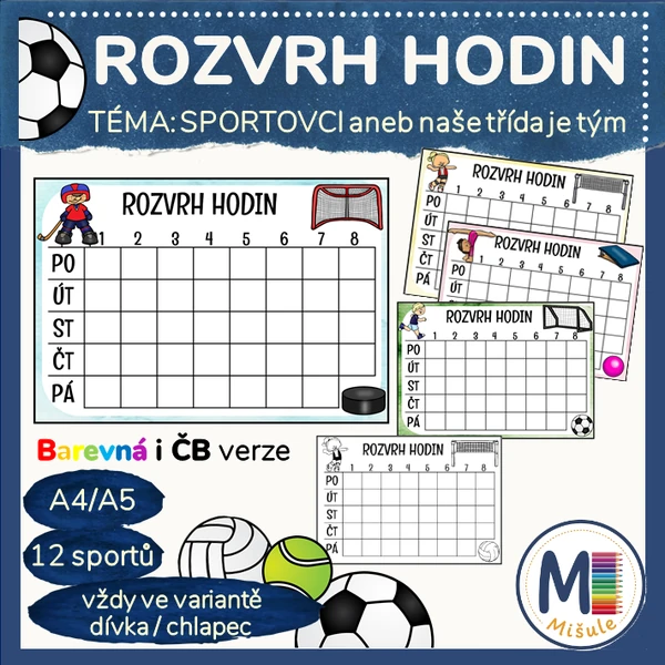ROZVRH HODIN - SPORTOVCI - pro žáky
