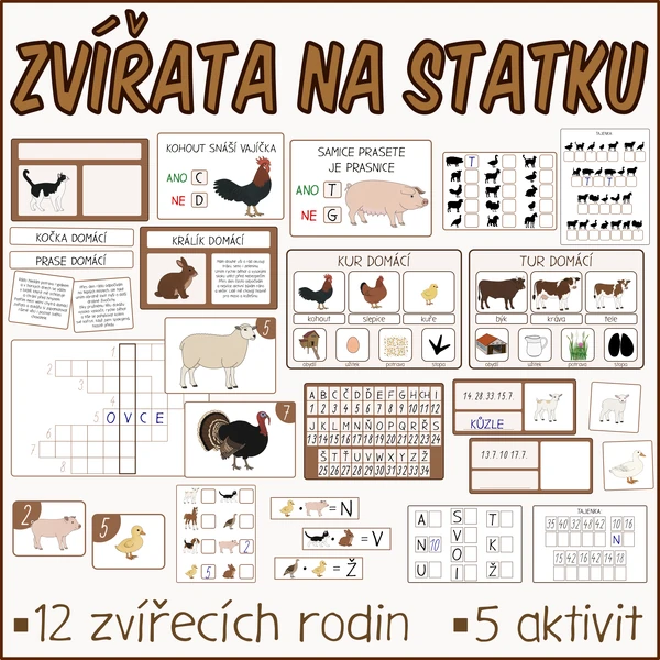 Zvířata na statku - Sada aktivit