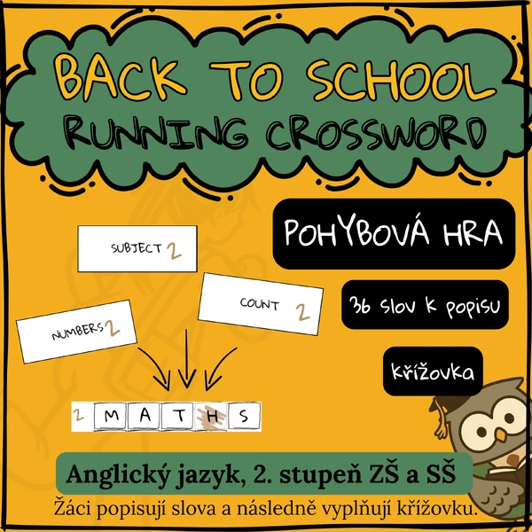 RUNNING CROSSWORD - Back to School | Anglická běhací křížovka pro 2. stupeň ZŠ
