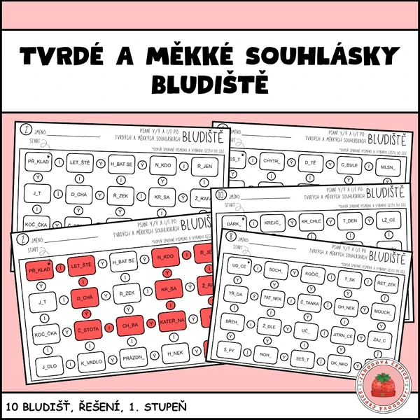 Tvrdé a měkké souhlásky - bludiště
