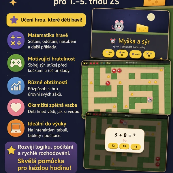 Myška a sýr – interaktivní matematika v bludišti