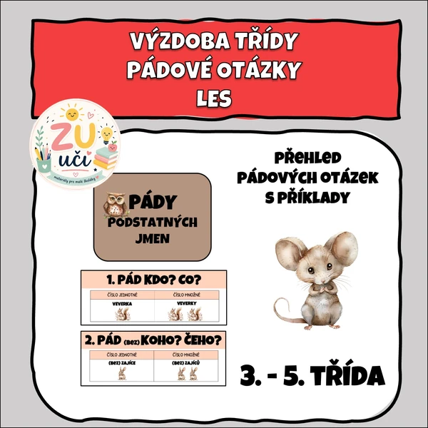 Výzdoba třídy - Pádové otázky - Les