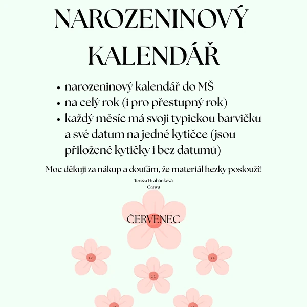 Kytičkový narozeninový kalendář