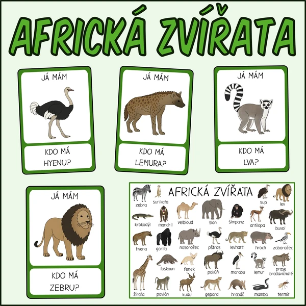 Africká zvířata - Já mám, kdo má?