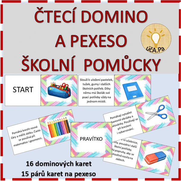 ČTECÍ DOMINO A PEXESO ŠKOLNÍ POMŮCKY