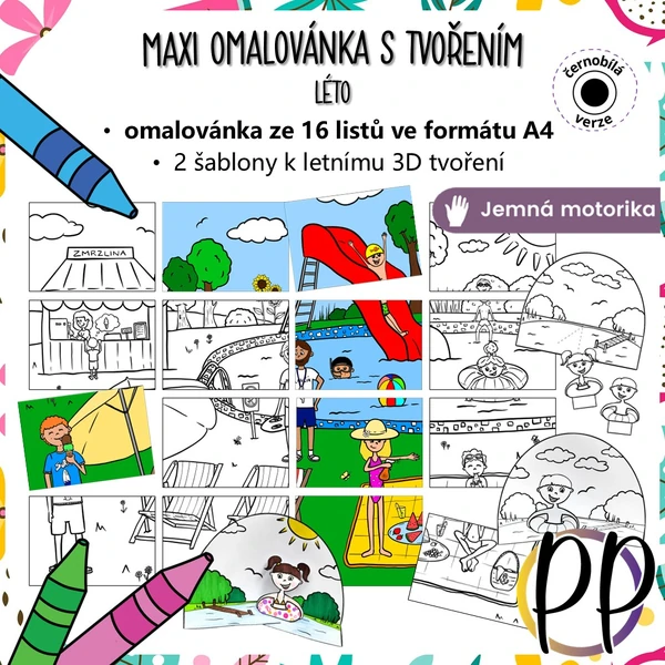 Léto - maxi omalovánka s tvořením