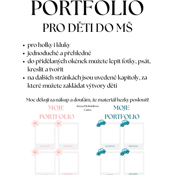 Portfolio pro děti do MŠ