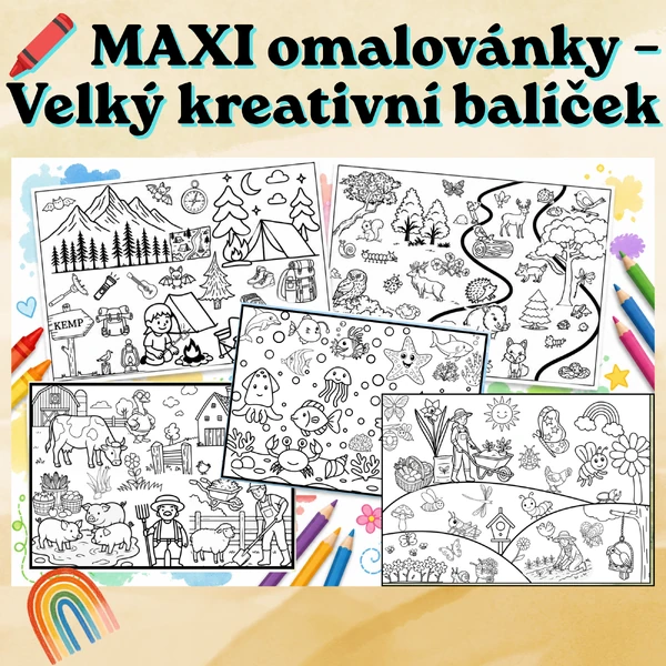 MAXI omalovánky – Velký kreativní balíček (5 témat)