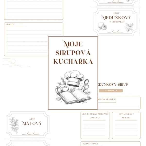 Moje sirupová kuchařka – pracovní listy + štítky