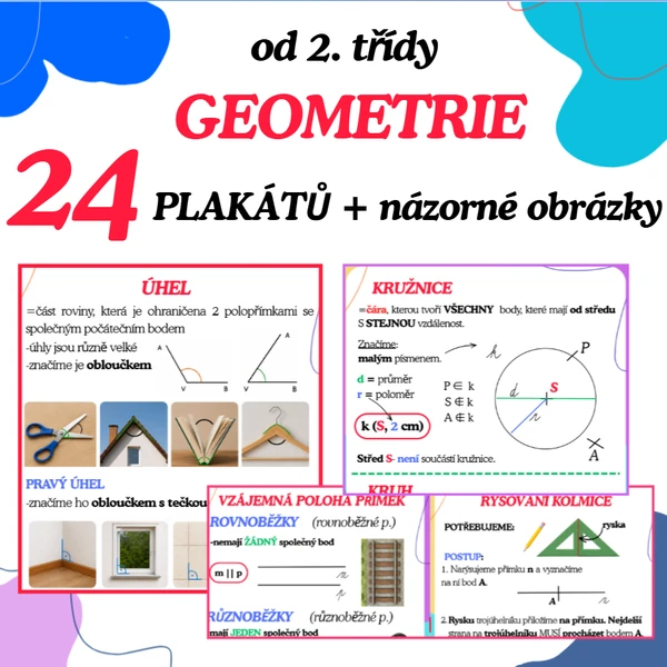 GEOMETRIE- plakáty na tabuli nebo do lavice (24 plakátů)
