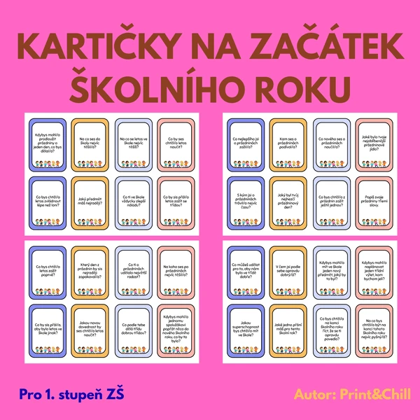 Kartičky na začátek školního roku
