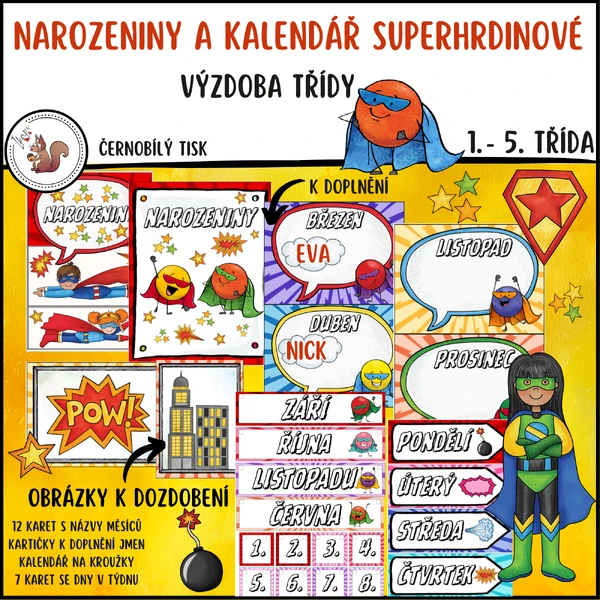 Narozeniny a kalendář superhrdinové