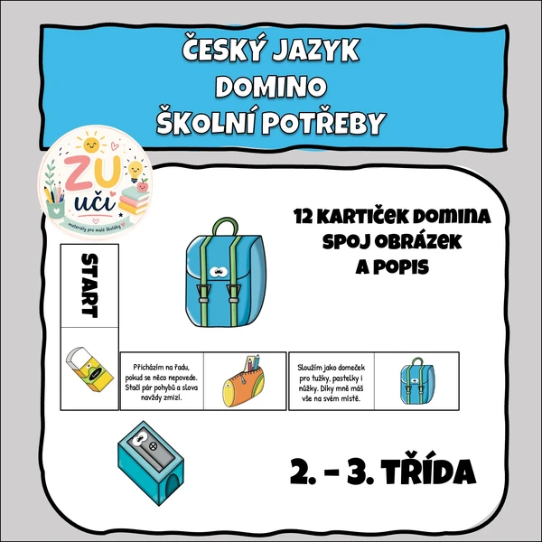 Český jazyk - Domino - Školní potřeby