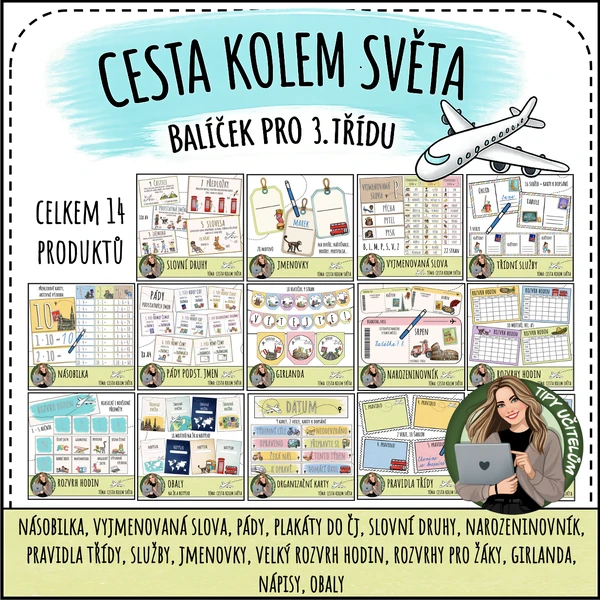 Balíček pro 3. třídu - téma cestování (14 pomůcek)