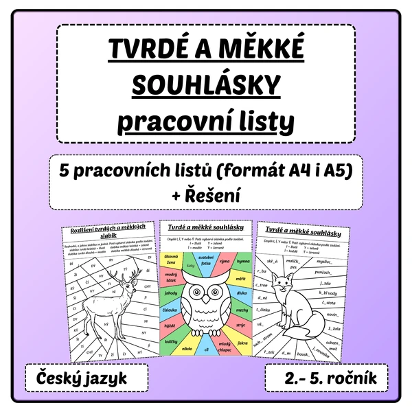 Tvrdé a měkké souhlásky pracovní listy