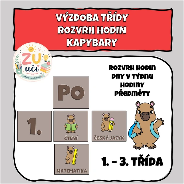 Výzdoba třídy - Rozvrh hodin - Kapybary
