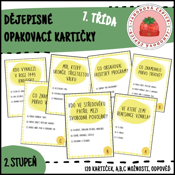 Dějepisné opakovací kartičky - 7. ročník