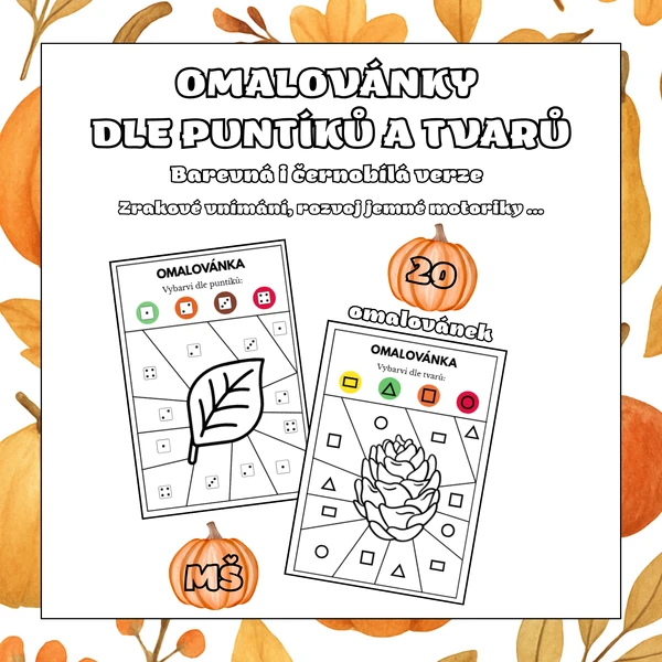 OMALOVÁNKY DLE PUNTÍKŮ A TVARŮ