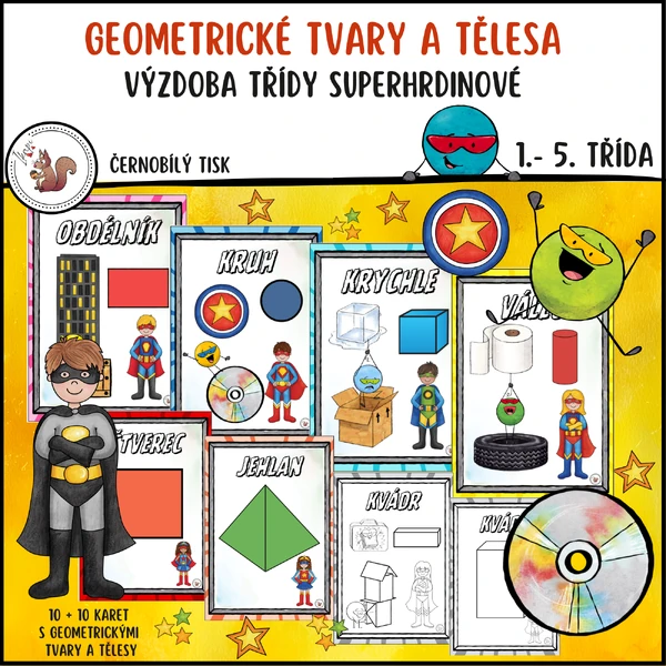 Geometrické tvary a tělesa superhrdinové