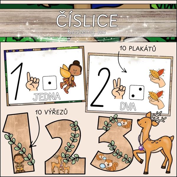 Číslice kouzelného lesa - plakáty + výřezy