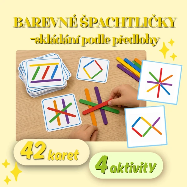 BAREVNÉ ŠPACHTLIČKY - skládání podle předlohy